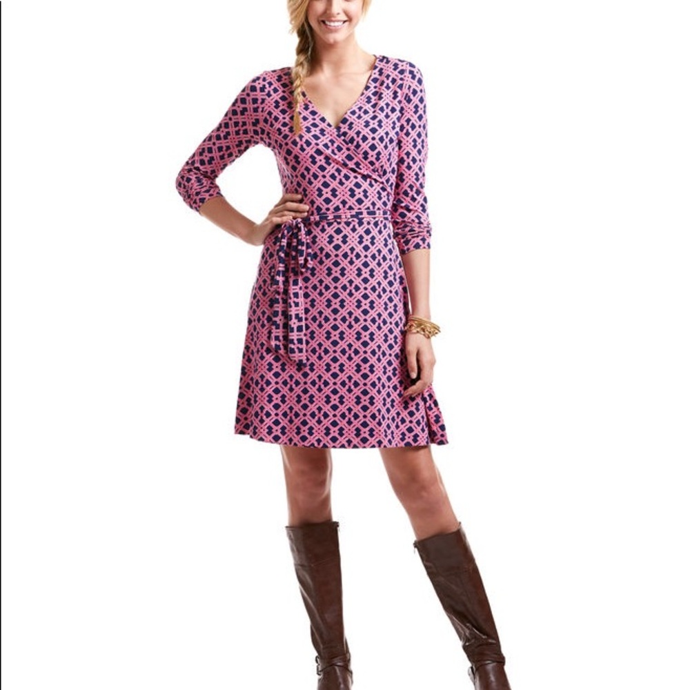 Vineyard Vines Lattice belted wrap dress XS